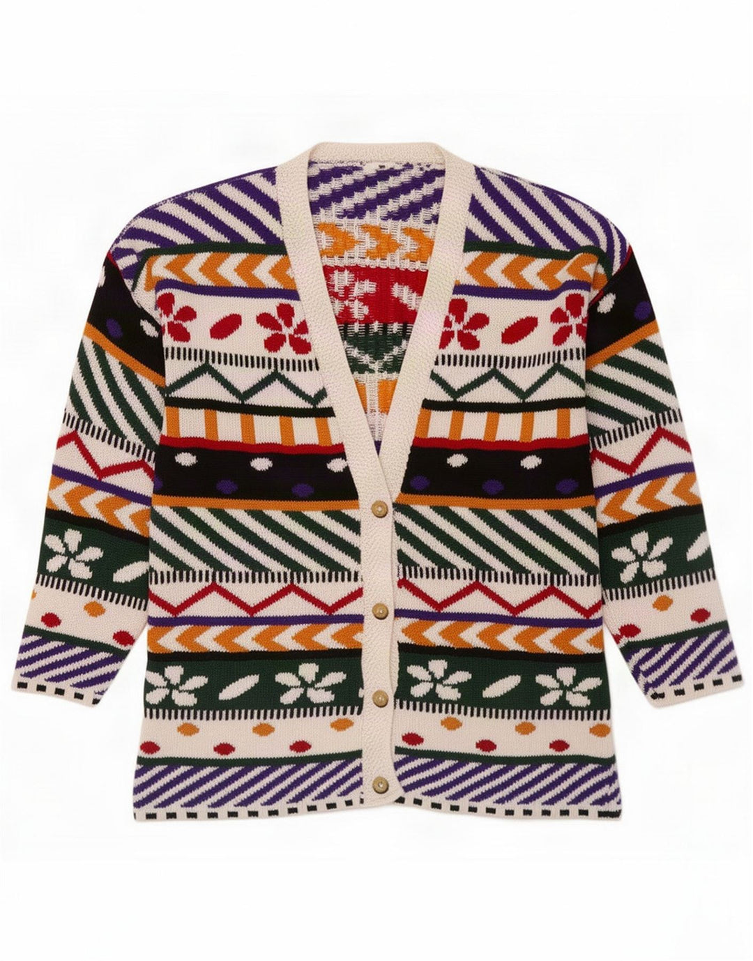 Vintage Γυναικείο Abstract Pattern Ζακέτα UK 14 Medium Πολύχρωμο