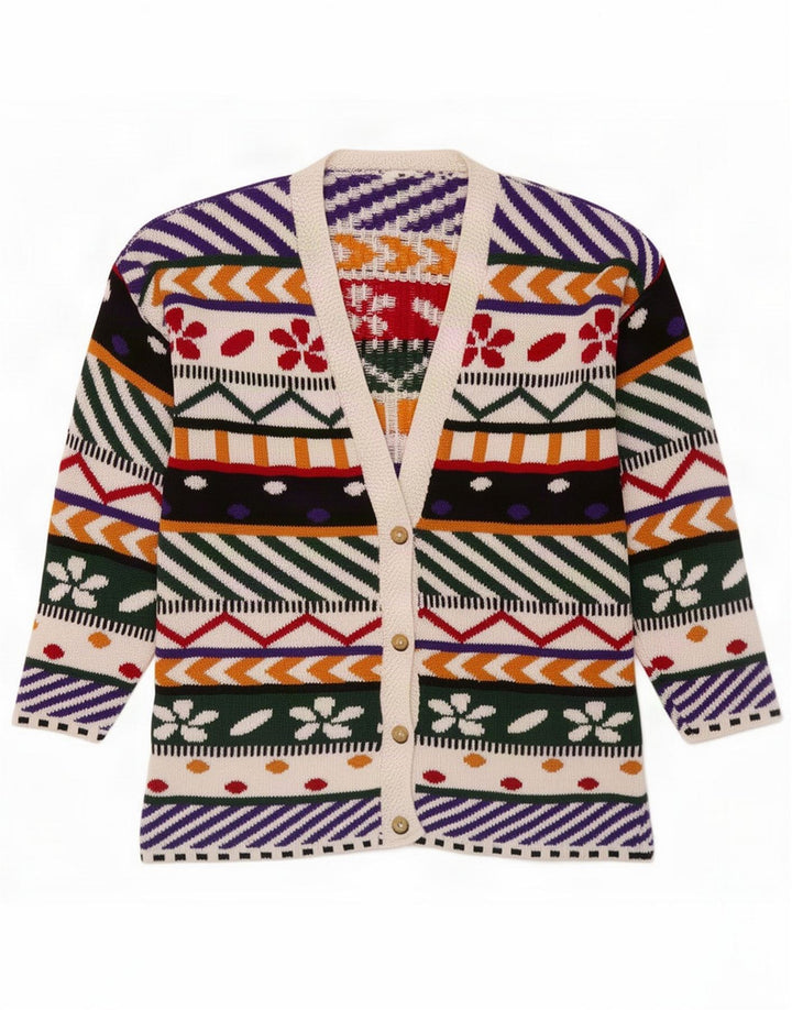 Vintage Γυναικείο Abstract Pattern Ζακέτα UK 14 Medium Πολύχρωμο