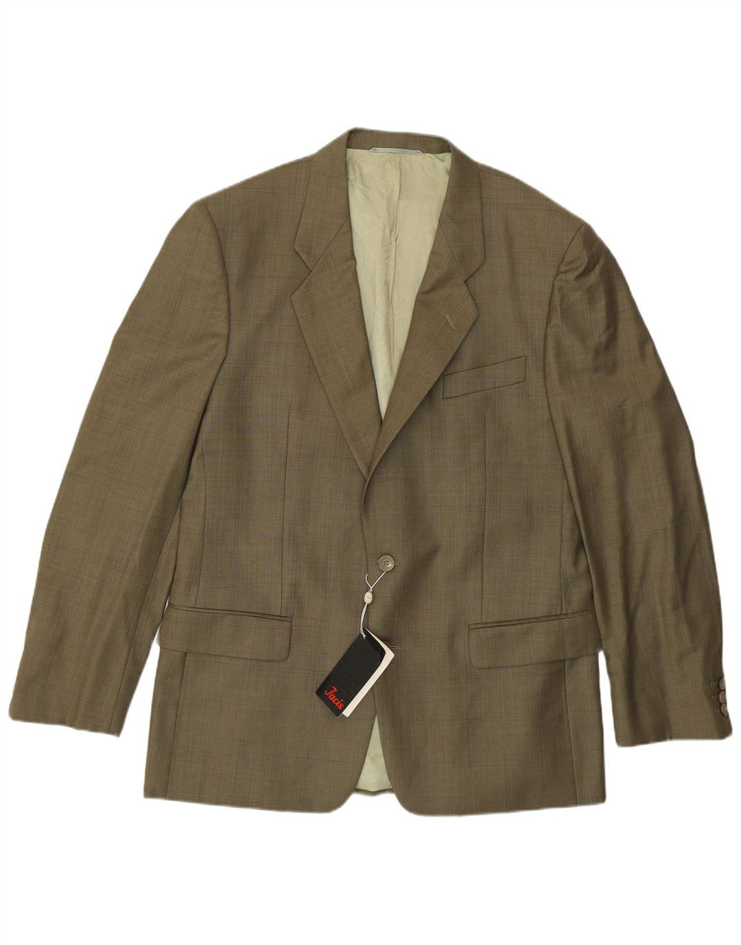 Facis Ανδρικό Μπουφάν Blazer 1 Κουμπί IT 50 Μεγάλο Χακί Νέο Μαλλί