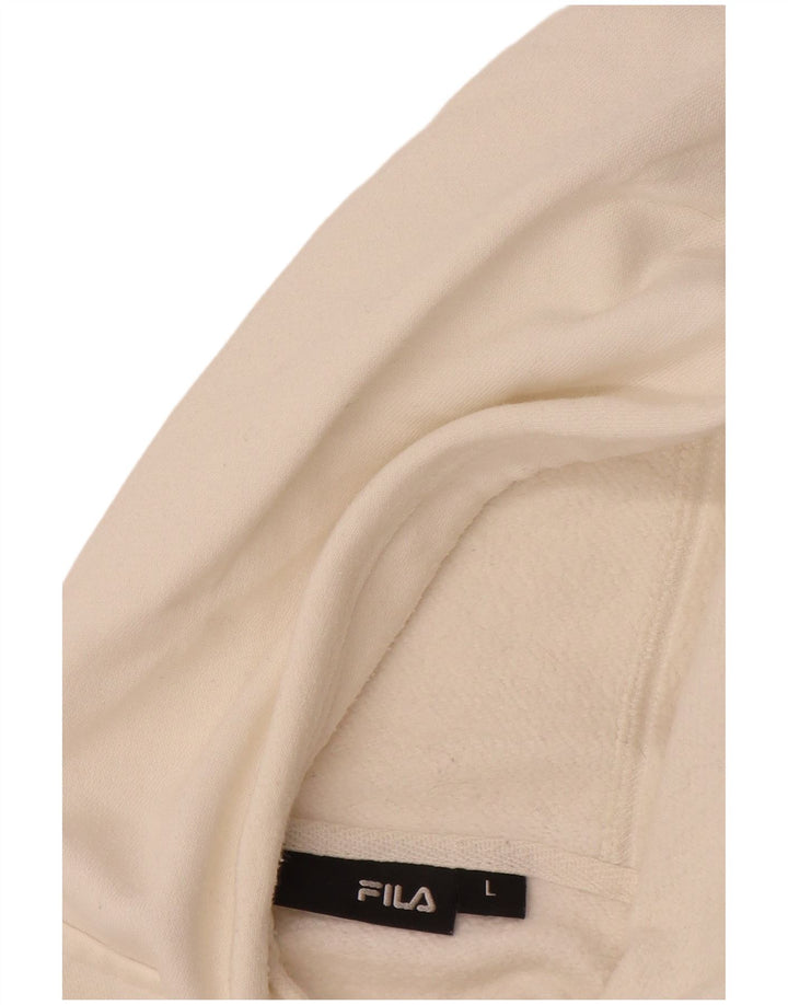 Ανδρικό γραφικό κουκούλα FILA, μεγάλο βαμβακερό σε λευκό χρώμα