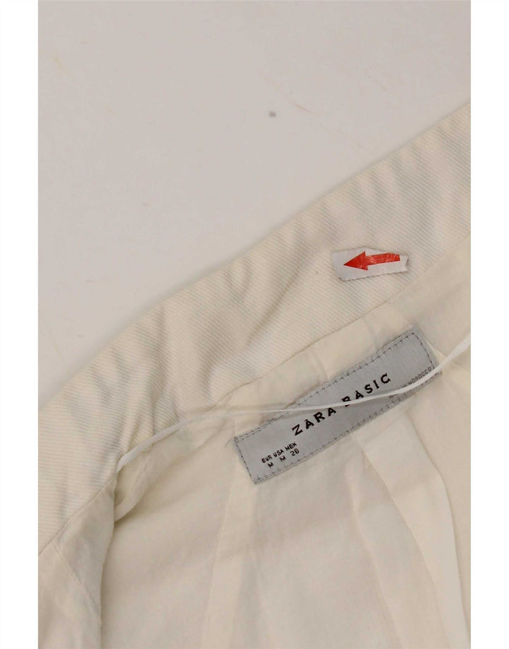 Zara Γυναικείο ανοιχτό μπουφάν Bolero UK 12 μεσαίο λευκό βαμβακερό