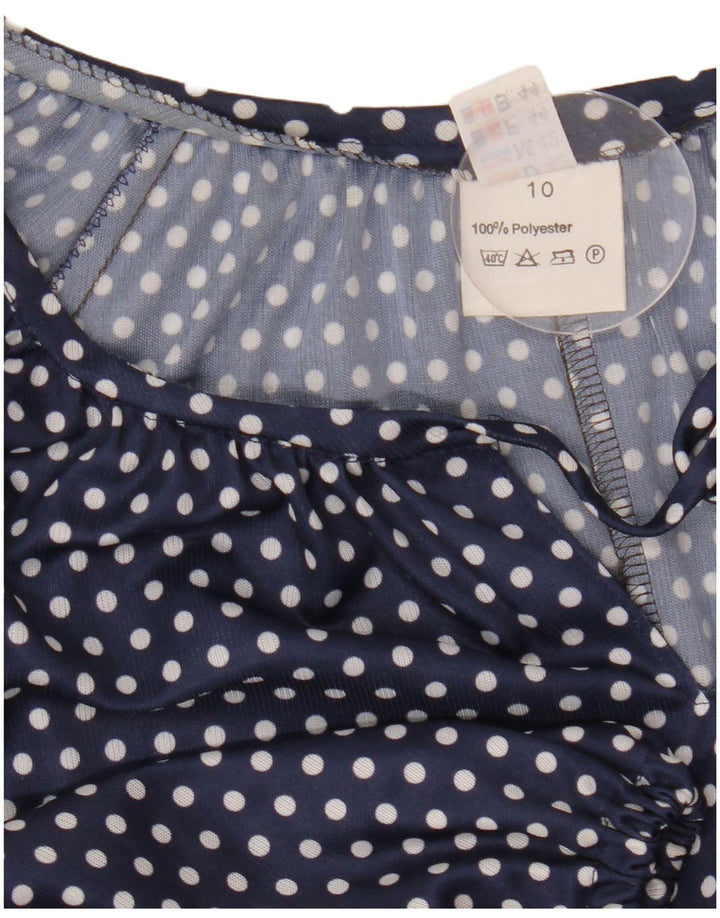 Vintage γυναικείο φόρεμα See Through A-Line UK 10 Small Navy Blue Polyester