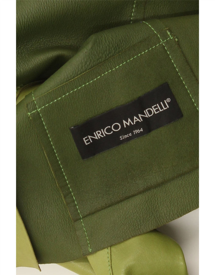 Enrico Mandelli Γυναικείο δερμάτινο σακάκι 4 κουμπιών UK 14 Medium Green