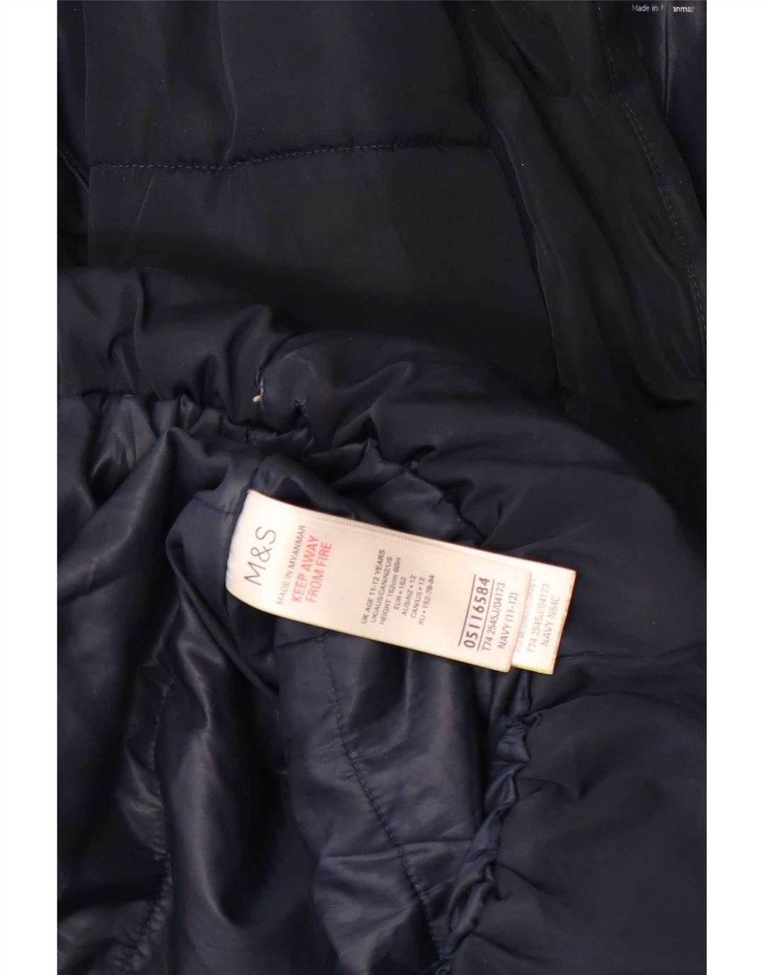 Marks & Spencer Girls με κουκούλα με επένδυση παλτό 11-12 ετών Navy Blue Polyester