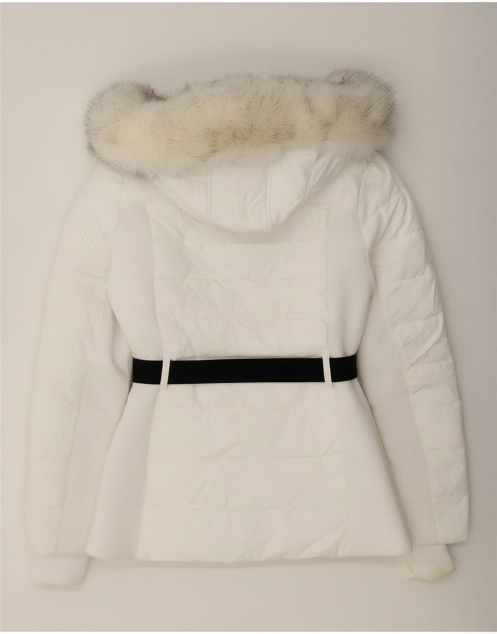 Michael Kors Γυναικείο μπουφάν με κουκούλα UK 10 Small White Polyester