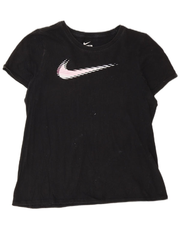 Γραφικό μπλουζάκι Nike Girls Athletic Cut 13-14 ετών XL μαύρο βαμβακερό