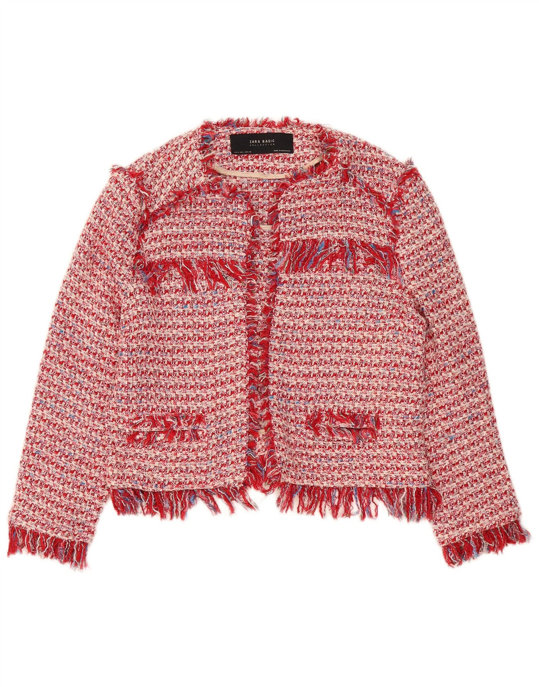Zara Γυναικείο ανοιχτό μπουφάν Bolero UK 16 Large Red Flecked
