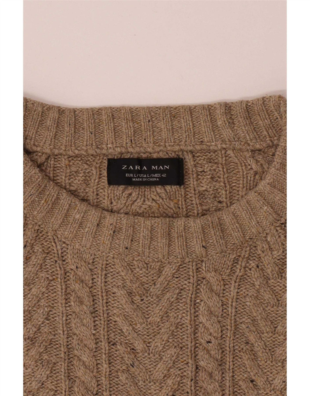 Ανδρικό πουλόβερ Zara Boat Neck Jumper Μεγάλο Μπεζ