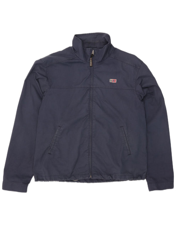 Napapijri Mens Geographic Bomber Jacket UK 44 2XL Navy Blue Cotton