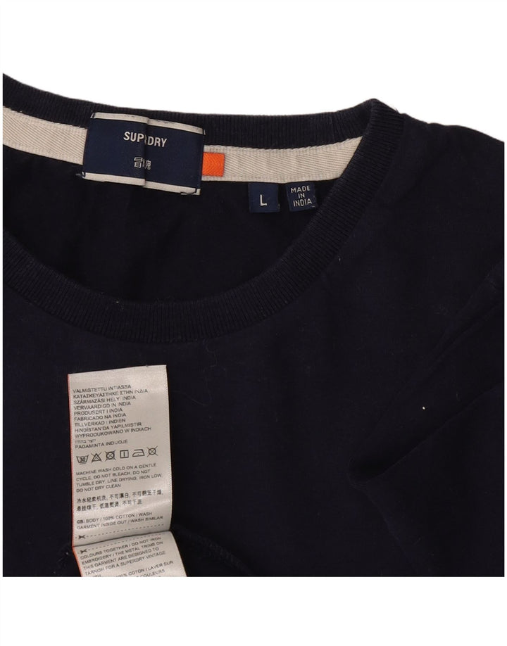 Superdry Γυναικείο T-Shirt Top UK 16 Large Navy Blue από βαμβάκι