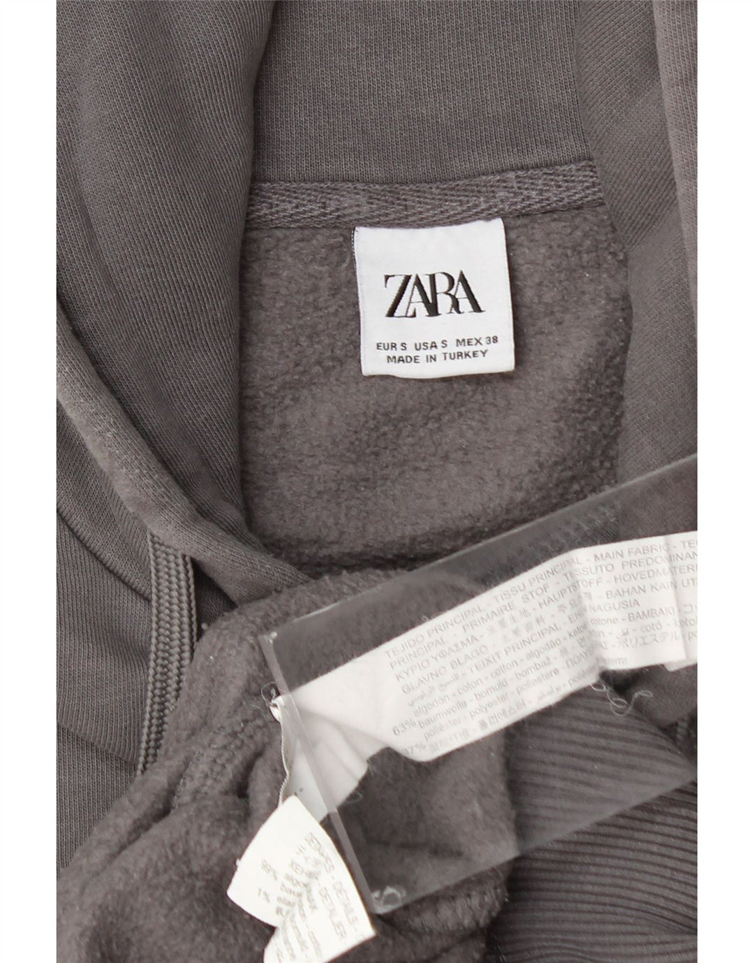 Ανδρικό κουκούλα ZARA, μικρό γκρι βαμβακερό