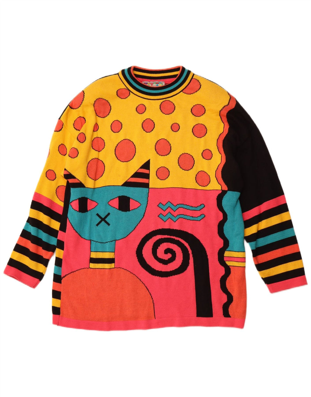 Γυναικείο πουλόβερ με λαιμόκοψη VINTAGE UK 16 Large πολύχρωμο