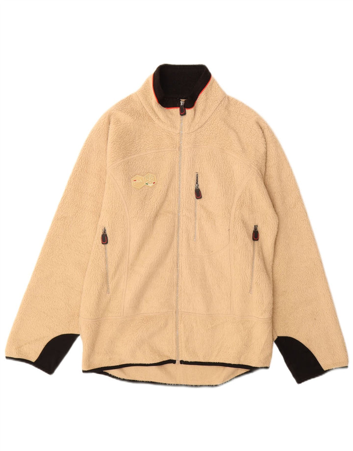 Fila Mens Italia Fleece Jacket UK 36 Small Beige Colourblock Polyester