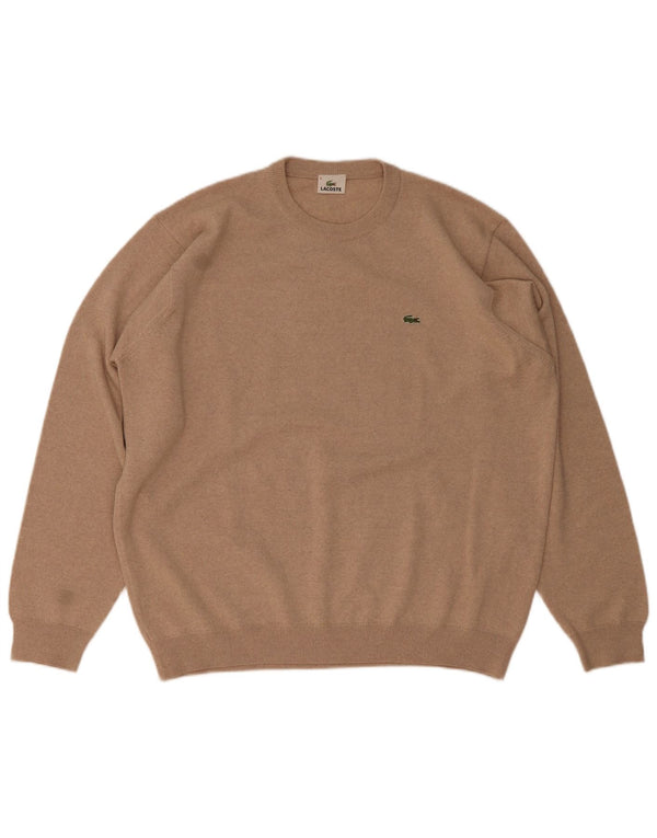 Lacoste Ανδρικό πουλόβερ με λαιμόκοψη, μέγεθος 8 3XL καφέ μαλλί