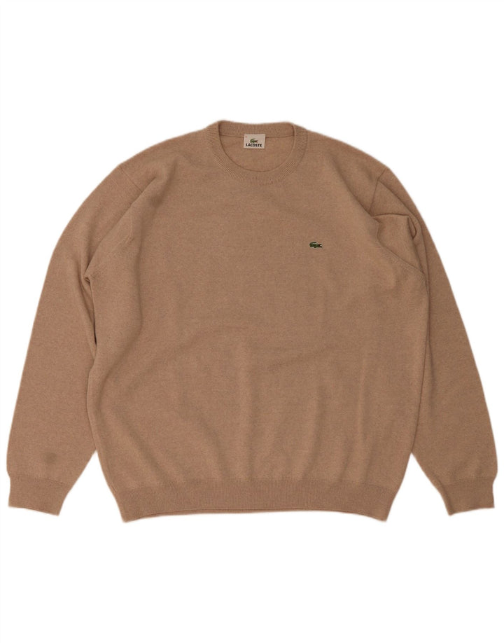 Lacoste Ανδρικό πουλόβερ με λαιμόκοψη, μέγεθος 8 3XL καφέ μαλλί