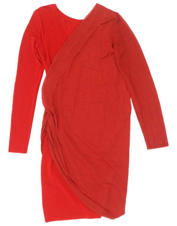 Γυναικείο μακρυμάνικο φόρεμα Marella UK 8 Small Red Viscose