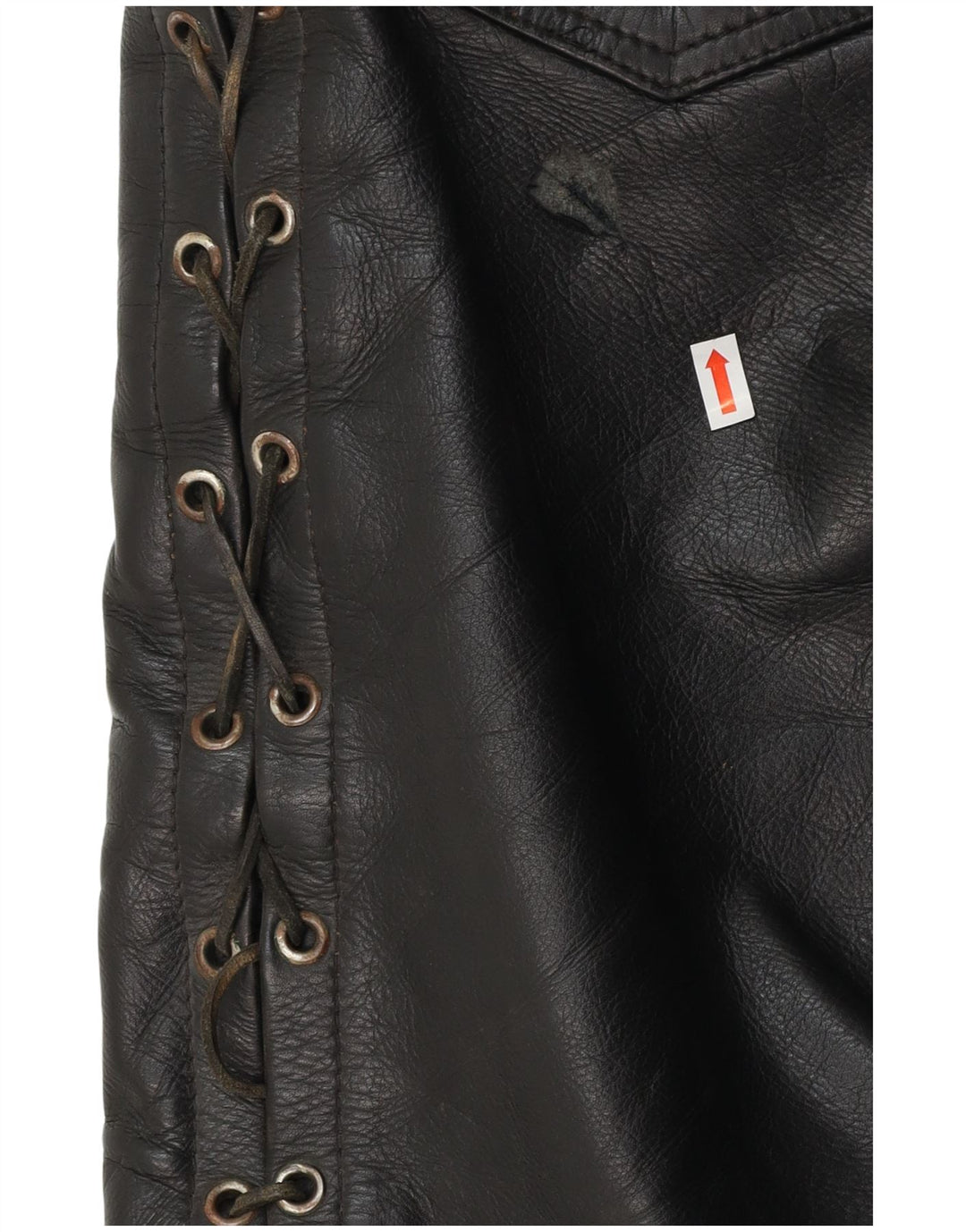 Ανδρικό ίσιο δερμάτινο παντελόνι VINTAGE W30 L30 Μαύρο