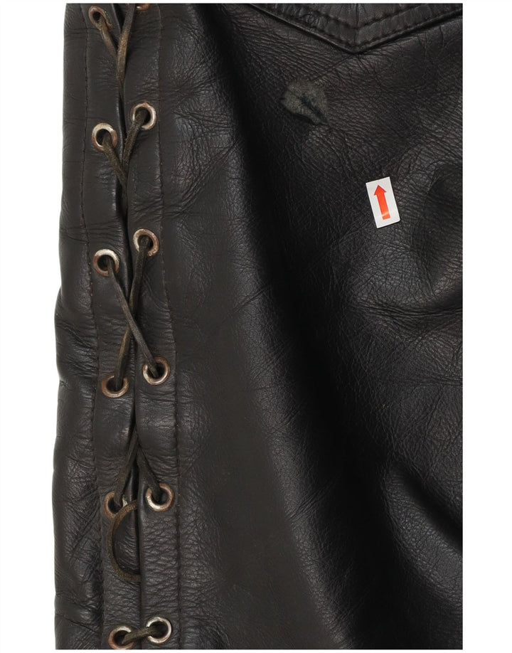 Ανδρικό ίσιο δερμάτινο παντελόνι VINTAGE W30 L30 Μαύρο