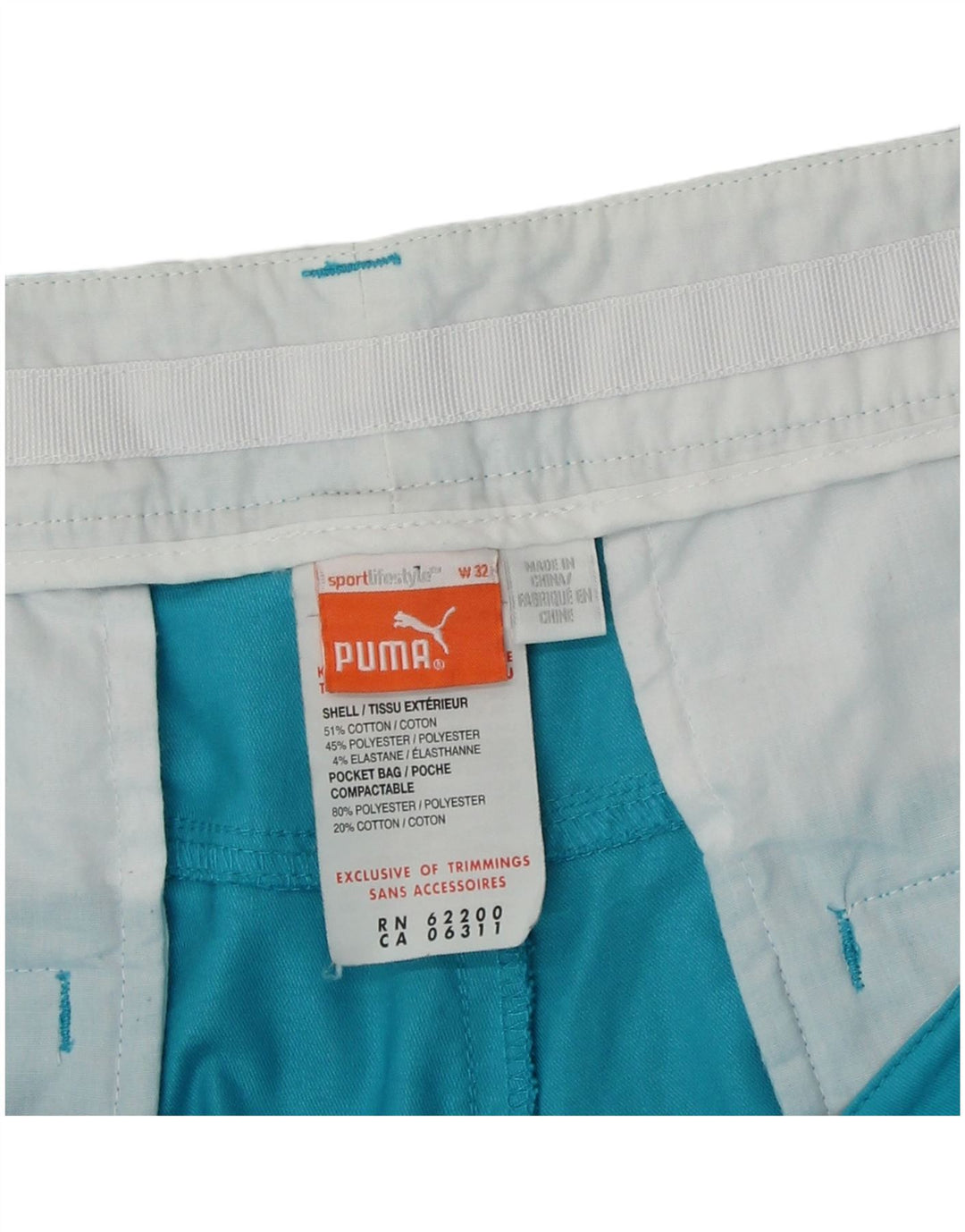 Ανδρικό σορτς chino Puma W32 μεσαίου μπλε πολυεστέρα