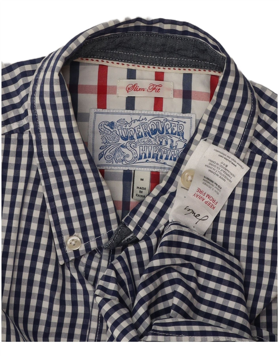 Ανδρικό πουκάμισο Joules Slim Fit Medium Navy Blue Gingham Cotton