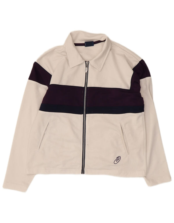 Γυναικεία φόρμα υπερμεγέθης Asics Top Jacket UK 10 Small White Colourblock