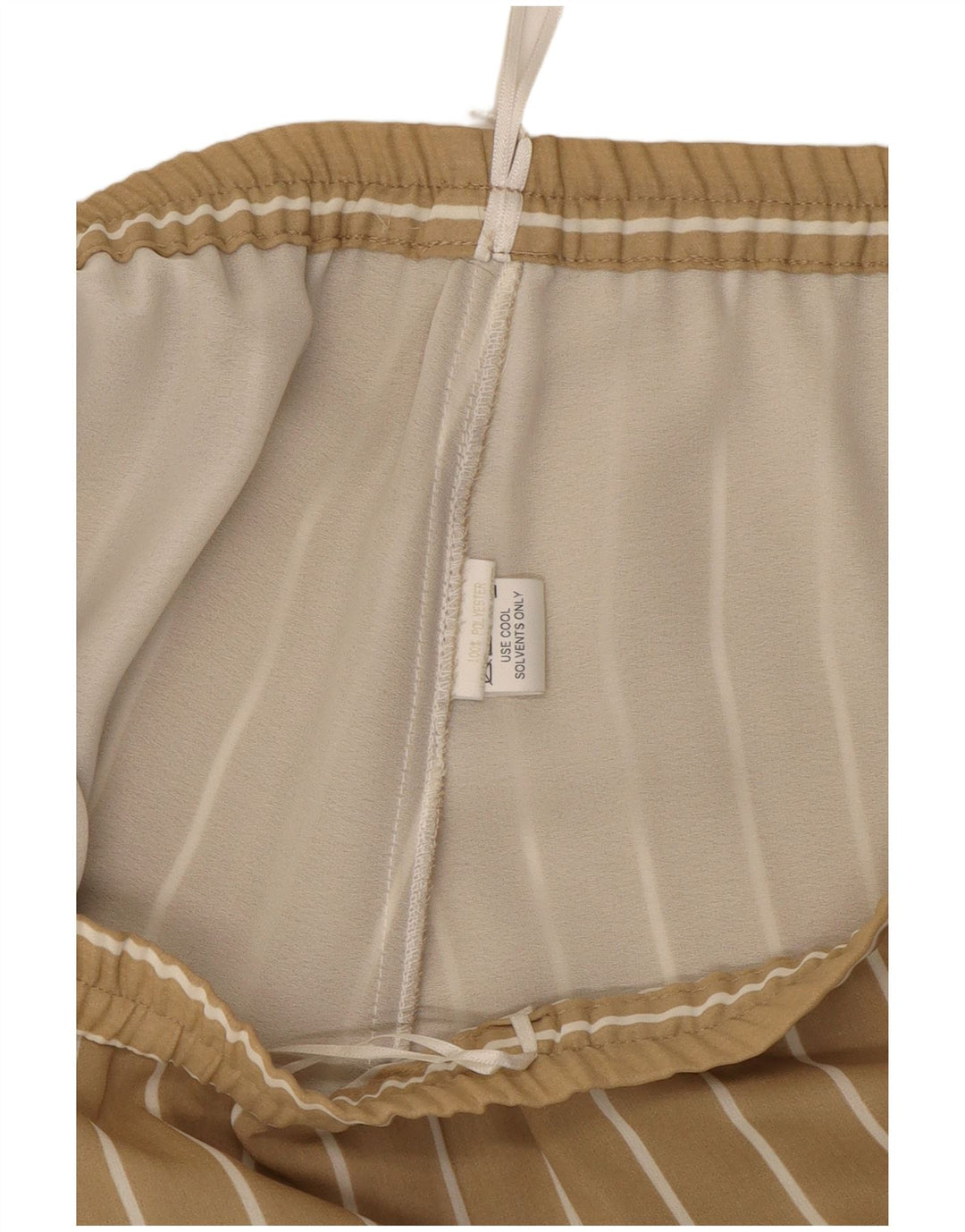 VINTAGE Γυναικείο φαρδύ παντελόνι casual W32 L31 Beige Pinstripe Polyester