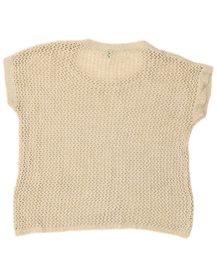 Benetton Γυναικείο Crochet Vest Tank Top UK 14 Medium Beige