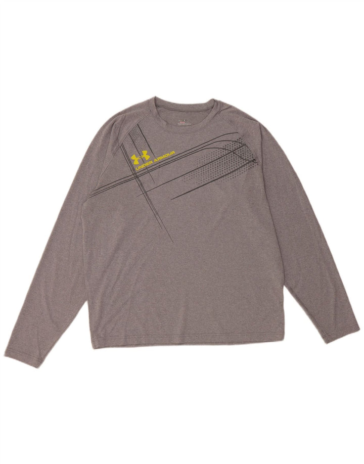 UNDER ARMOR Ανδρικό γκάζι θερμότητας γραφικό τοπ μακρυμάνικο μεγάλο γκρι πολυεστέρας