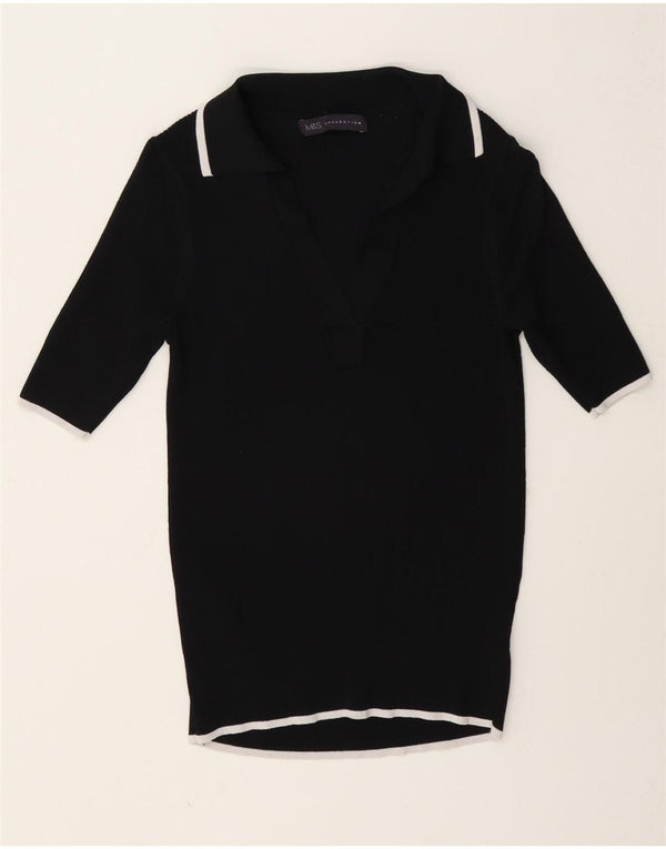 Marks & Spencer Womens Polo Shirt UK 8 Small Black Viscose