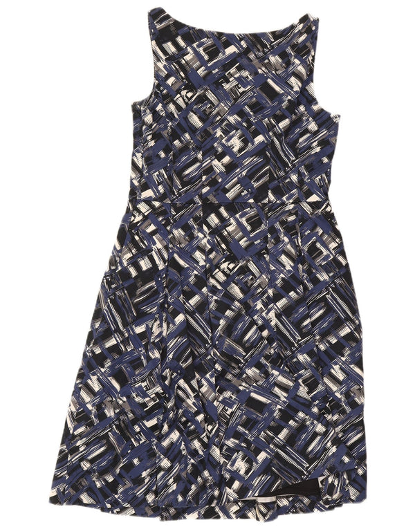 Coast Womens Abstract Pattern Αμάνικο φόρεμα A-Line UK 14 Medium Blue