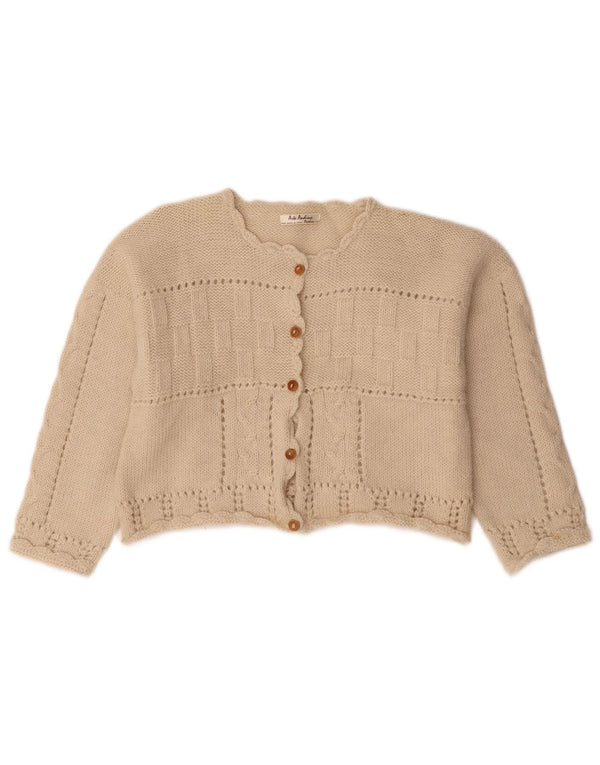 Vintage Γυναικείο Crop Cardigan πουλόβερ UK 14 Medium Beige