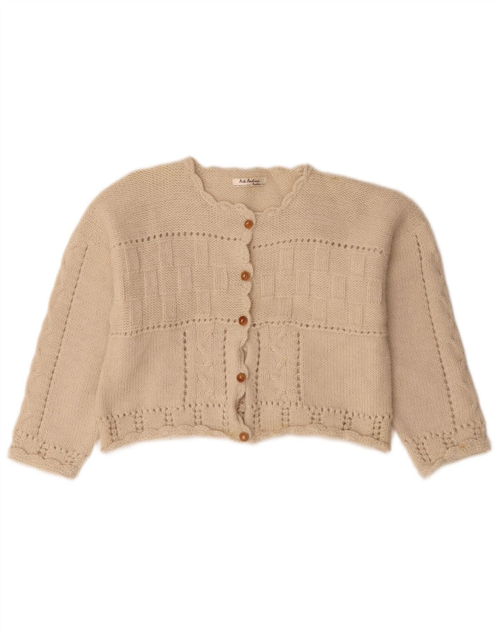 Vintage Γυναικείο Crop Cardigan πουλόβερ UK 14 Medium Beige