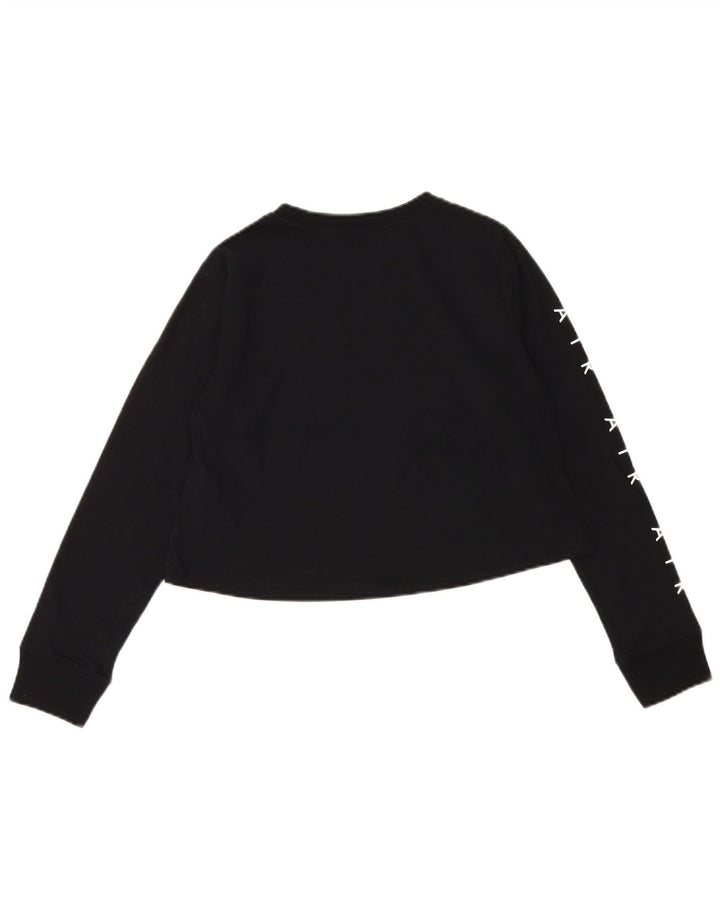 NIKE Girls Crop Graphic Top Μακρυμάνικο 10-11 ετών Μεσαίο μαύρο βαμβακερό