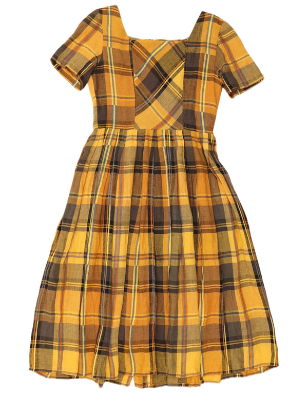 Vintage γυναικείο κοντομάνικο πουκάμισο UK 12 Medium Yellow Check