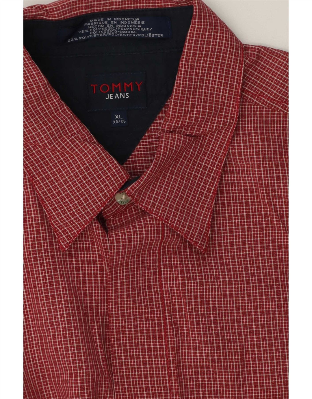 Ανδρικό κοντομάνικο πουκάμισο Tommy Hilfiger XL Red Gingham Polyester