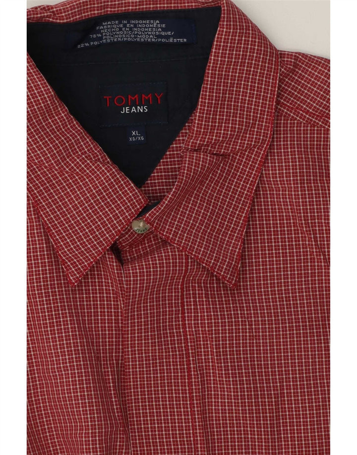 Ανδρικό κοντομάνικο πουκάμισο Tommy Hilfiger XL Red Gingham Polyester