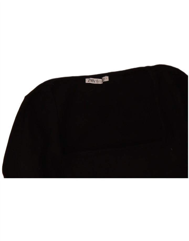 ZARA Womens Crop Top UK 14 Large Black Cotton