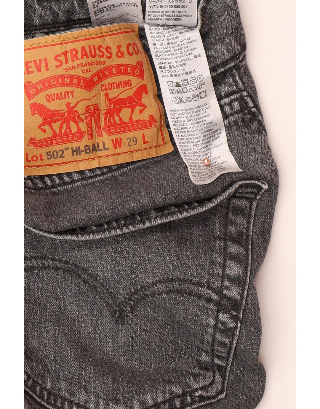 Ανδρικά τζιν LEVI'S 502 Hi-Ball Tapered W29 L30 Γκρι βαμβακερό