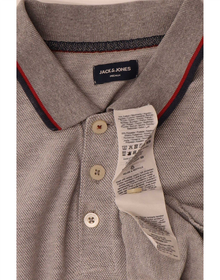 Ανδρικό μπλουζάκι πόλο Jack & Jones XL Γκρι βαμβακερό