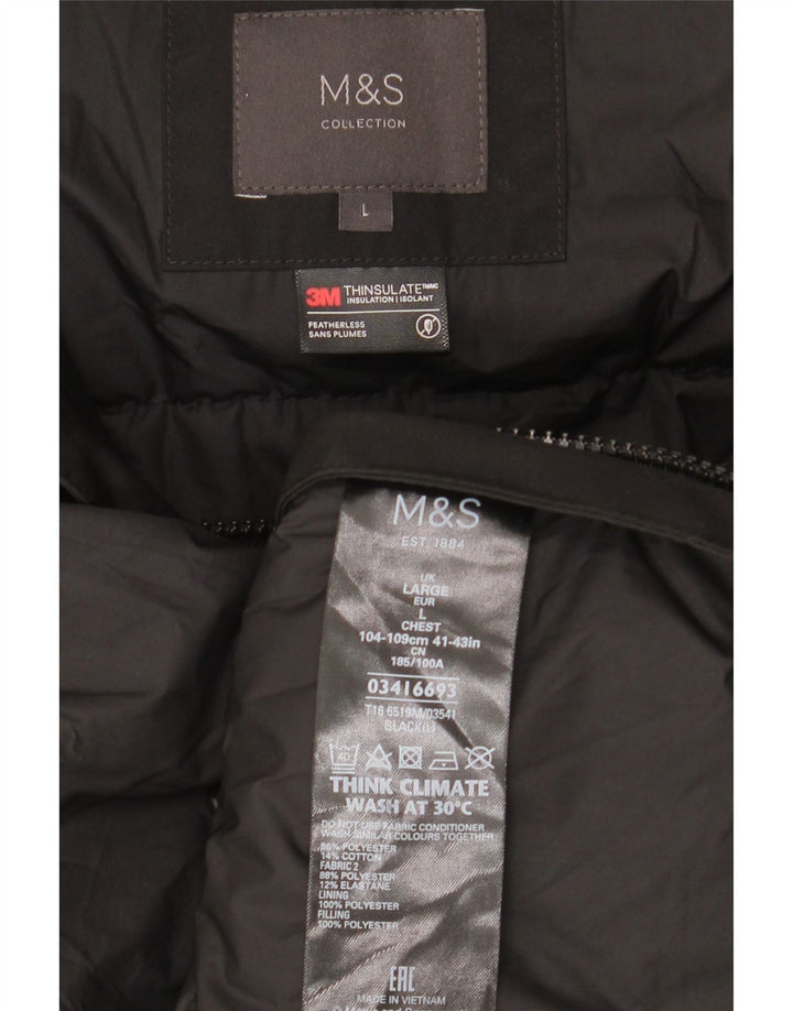 Marks & Spencer Ανδρικό μπουφάν σκι με κουκούλα UK 40 Large Black Colourblock