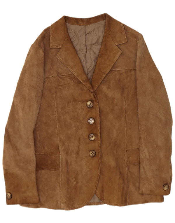 Samar Γυναικείο Σουέντ Σακάκι με 4 κουμπιά UK 14 Medium Beige
