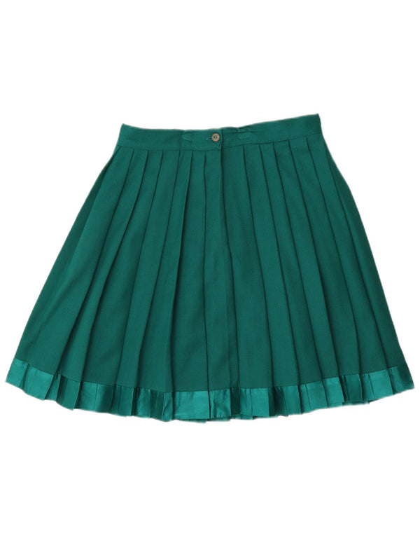 Vintage γυναικεία ψηλόμεση μαχαίρι πλισέ φούστα IT 46 Large W28 πράσινο μαλλί