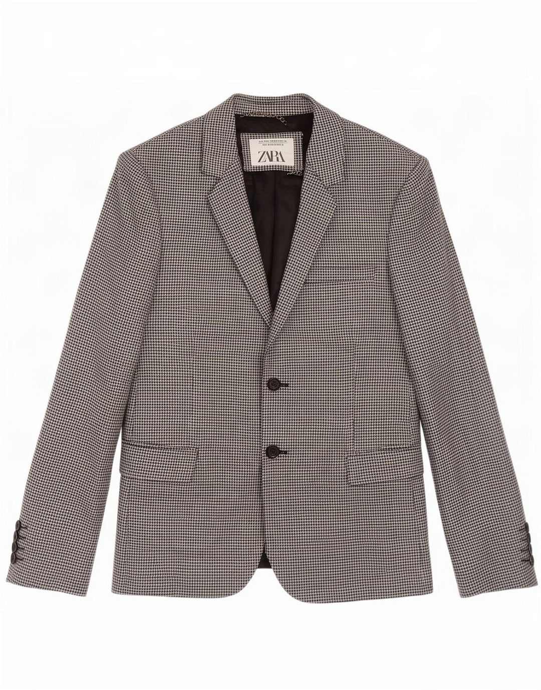 Zara Ανδρικό σακάκι μπλέιζερ με 2 κουμπιά EU 46 Small Black Houndstooth Wool