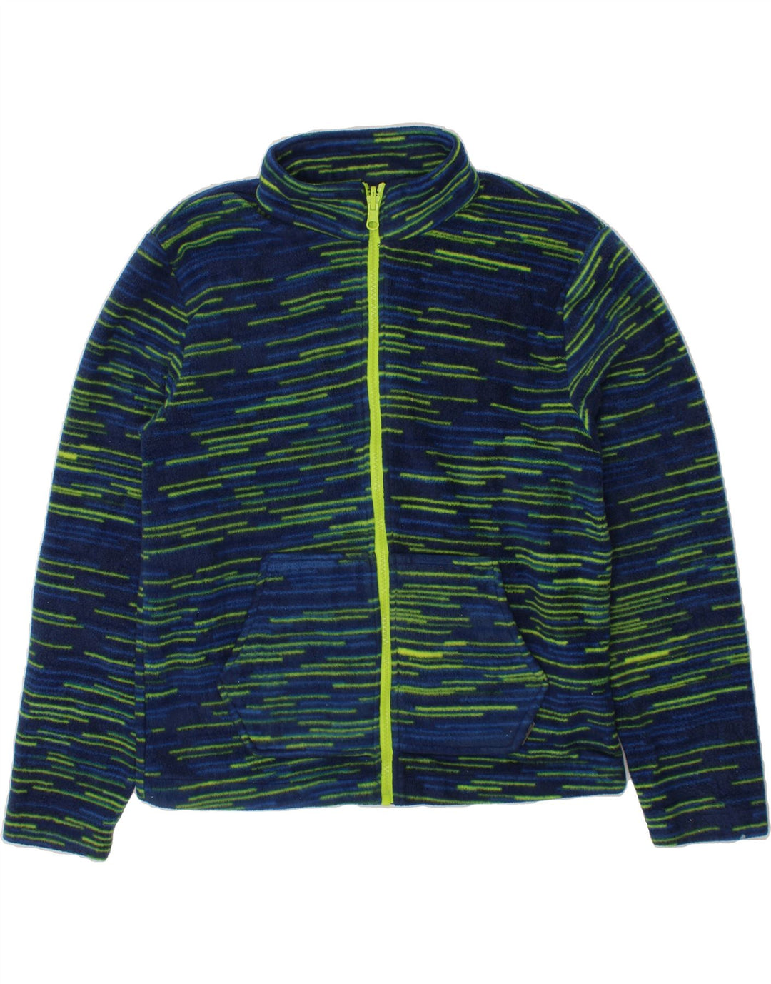 EDDIE BAUER Boys Fleece Jacket 10-11 Years Medium  Navy Blue Striped Vintage Eddie Bauer and Second-Hand Eddie Bauer from Messina Hembry 