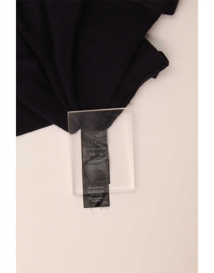 Marks & Spencer Γυναικείο Crop ανοιχτό πουλόβερ UK 14 Medium Navy Blue