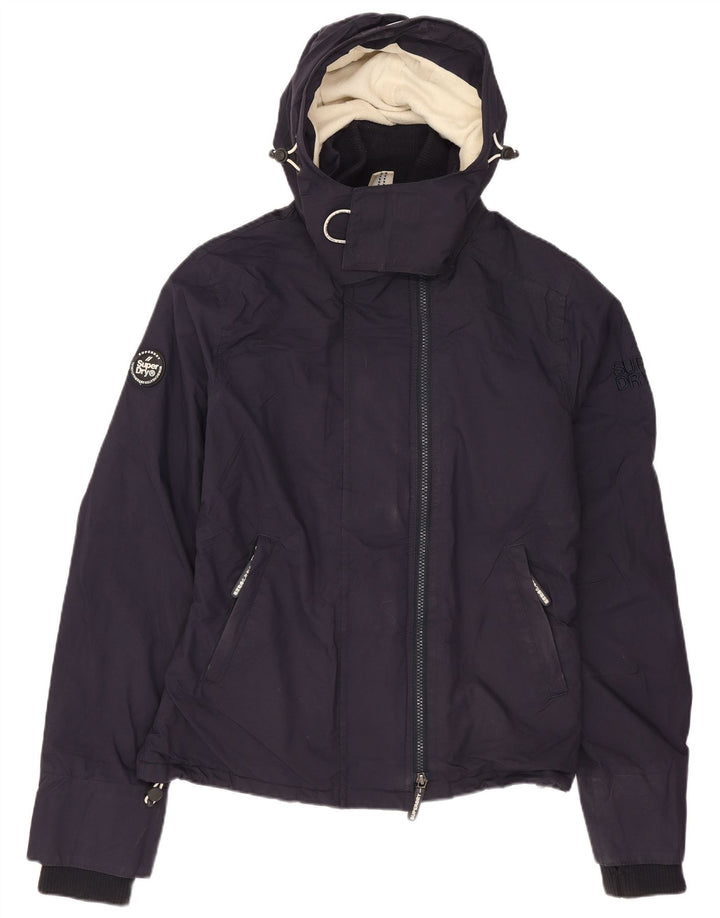 Superdry γυναικείο μπουφάν με κουκούλα αντιανεμικό UK 14 Medium Navy Blue Nylon