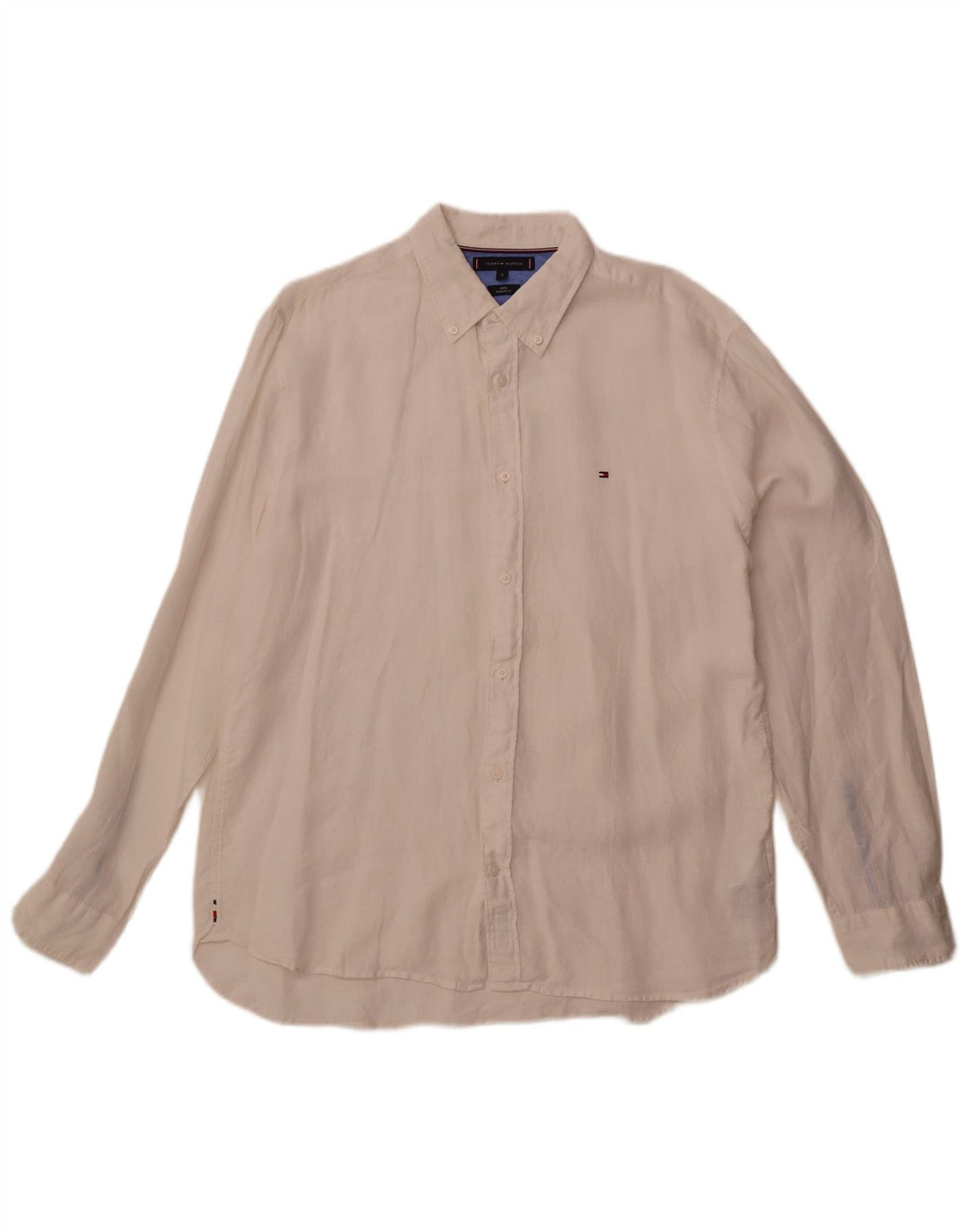 Tommy Hilfiger Ανδρικό πουκάμισο κανονικής εφαρμογής XL Λευκό λινό