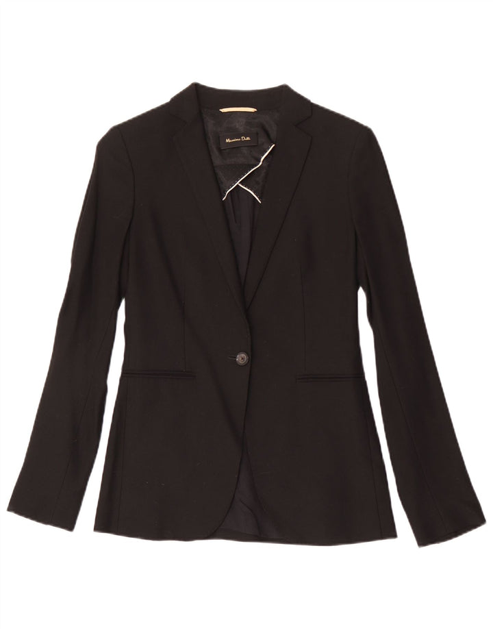 MASSIMO DUTTI Γυναικείο μπουφάν σακάκι με 1 κουμπί EU 34 XS μαύρο μαλλί