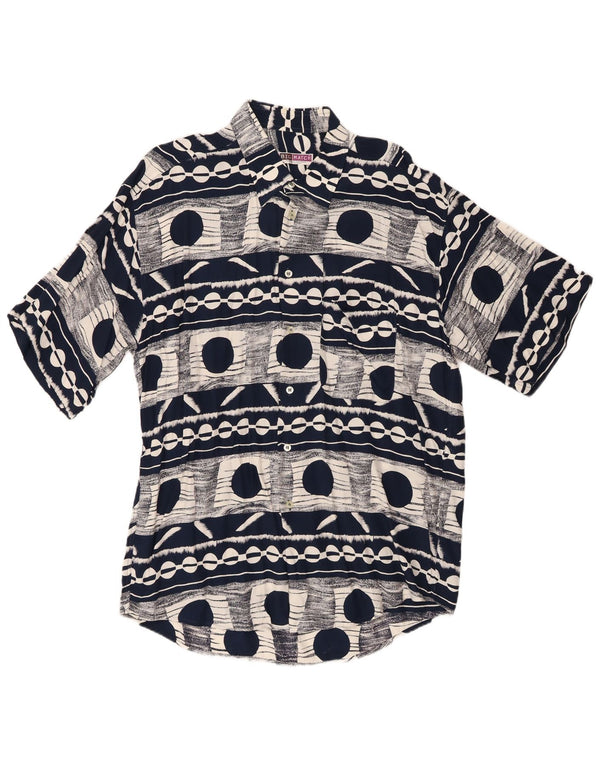 Big Match Ανδρικό κοντομάνικο πουκάμισο XL Navy Blue Geometric