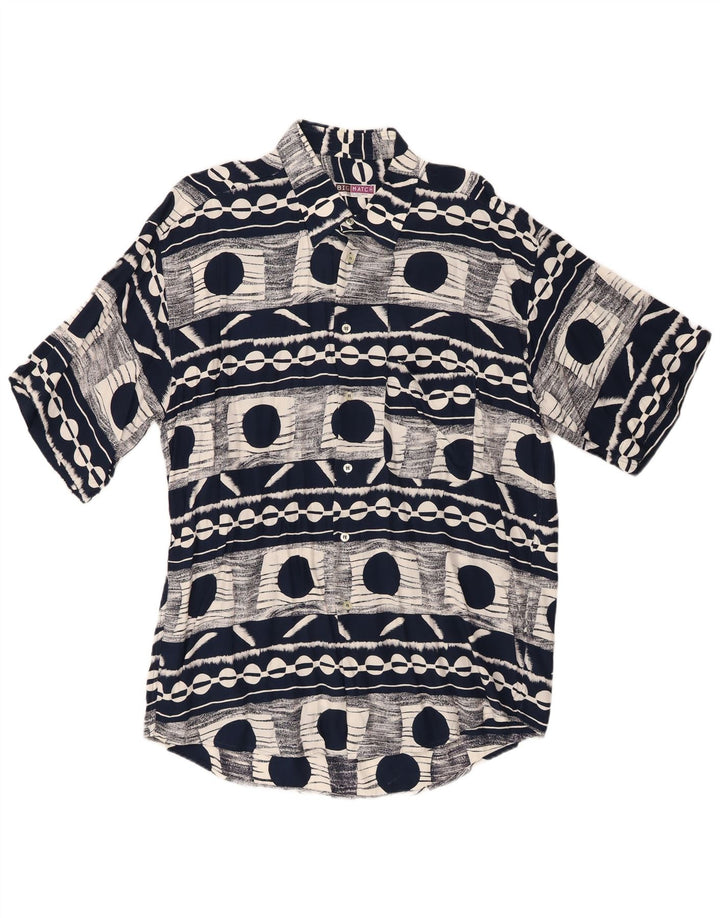 Big Match Ανδρικό κοντομάνικο πουκάμισο XL Navy Blue Geometric